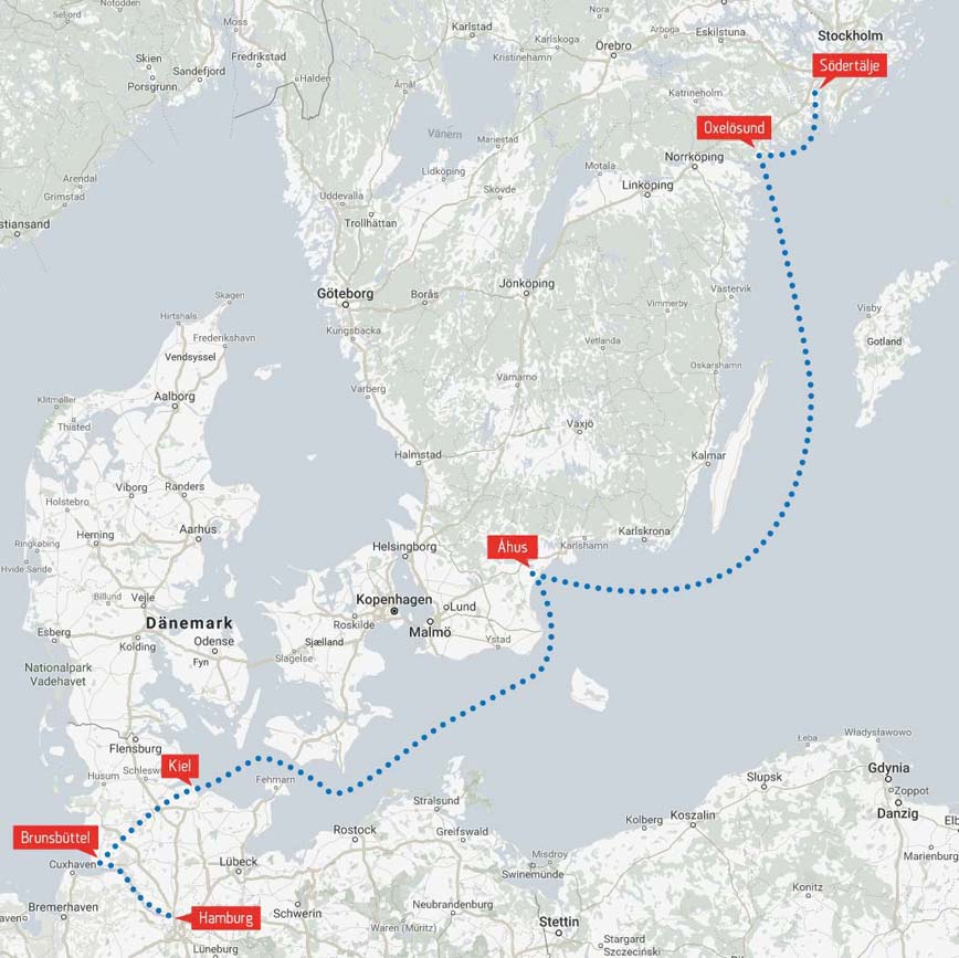 Reiseroute durch die Ostsee
